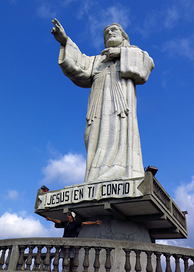 The giant Jesus statue overlooking the bay at San Juan del Sur