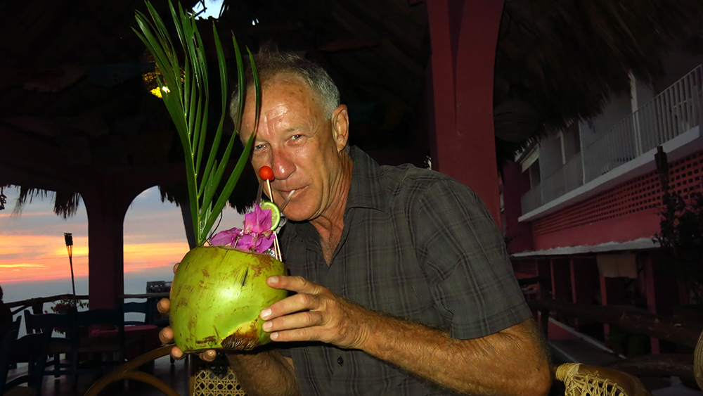 Neil enjoying a Coco Loco at the Flamingo