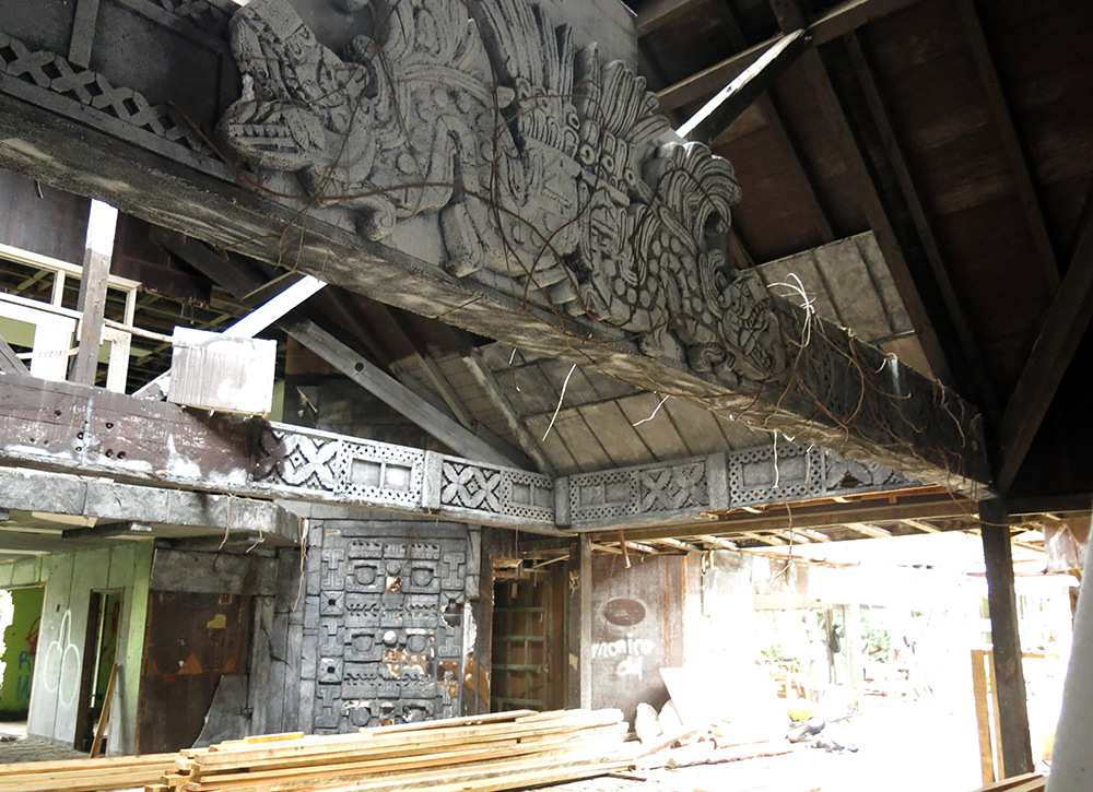 Faded glory: intricate carvings decorate the dining room of the Hotel Contadora