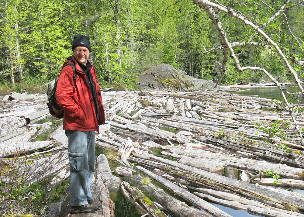 A log jam at the end of Lake Urwin