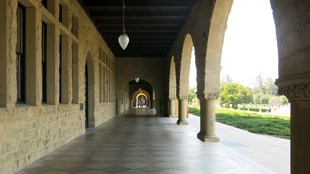 The cloisters around the quad at Stanford University 