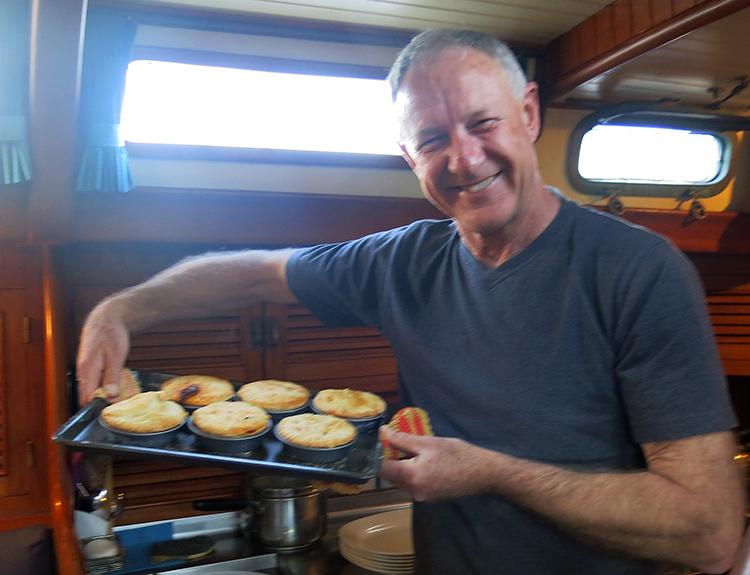 Neil was pretty pleased with his Aussie meat pies - delicious!