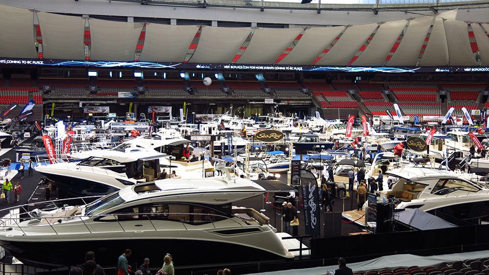 The indoor event at the Vancouver Boat Show - gotta love those fishing boats