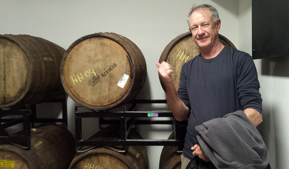 Neil admiring the size of the barrels and wondering if he can sneak one out